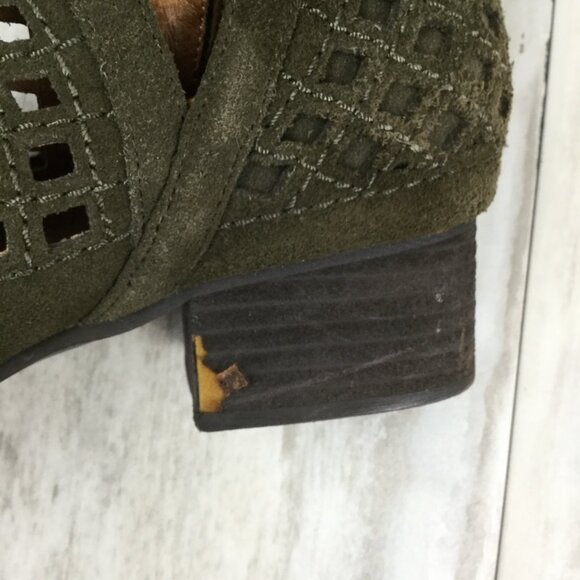 Jeffrey Campbell Taggert Lattice Olive Ankle Booties 10 - Picture 11 of 14